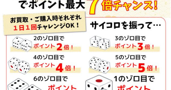 新年最初の運試し!サイコロゲーム開催中!1/4〜1/6まで 新年最初の運試し!サイコロゲーム開催中!1/4〜1/6まで