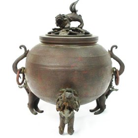 ☆ リサイクルショップ リバース 竹原店 高岡銅器 玉型獅子香炉 大森孝志 在銘 蝋型鋳物 玉取三獅子 香炉 銅器入荷しました~☆
