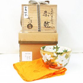 ☆ リサイクルショップ リバース 竹原店 加藤如水 色絵金地五葉つつじ紋茶碗 茶道具 入荷しました~☆
