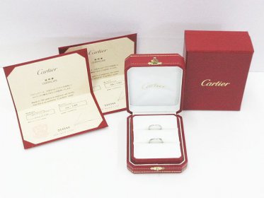 Cartier カルティエ Pt950 プラチナ バレリーナ ペア リング カーブ ハーフエタニティ #49 #52 ダイヤモンド ウエディング 結婚 指輪