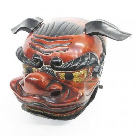 獅子舞 木製 獅子頭 時代 木彫り 美術 縁起物 置物 アンティーク 買取りました