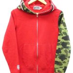 アベイシングエイプ A BATHING APE 10AW 1ｓｔ サル 迷彩柄 切替シャークパーカー ジップアップ 赤 買取いたしました☆