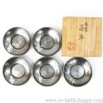 ☆ リサイクルショップ リバース 竹原店 大丸特製 錫製 茶卓 5客 絵変わり 図変り いぶし 丸形 茶托 托子 入荷しました~☆