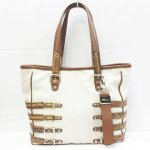 JIMMY CHOO ジミーチュウ トートバッグ ショルダーバッグ キャンバス パイソン 蛇革 鞄 アイボリー×ブラウン 茶 買取りました