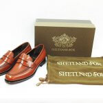SHETLANDFOX シェットランドフォックス コイン ローファー レザー ステッチ ビジネスシューズ 革靴 3022SF ブラウン 8 箱付き買取りました
