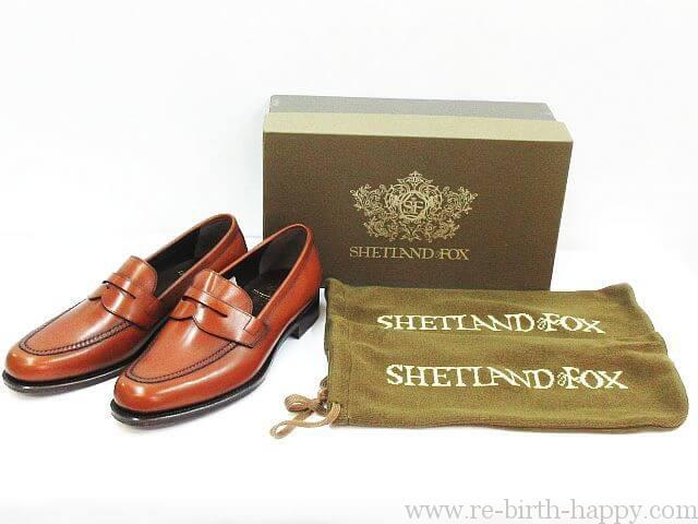 SHETLANDFOX シェットランドフォックス コイン ローファー レザー ステッチ ビジネスシューズ 革靴 3022SF ブラウン 8 箱
